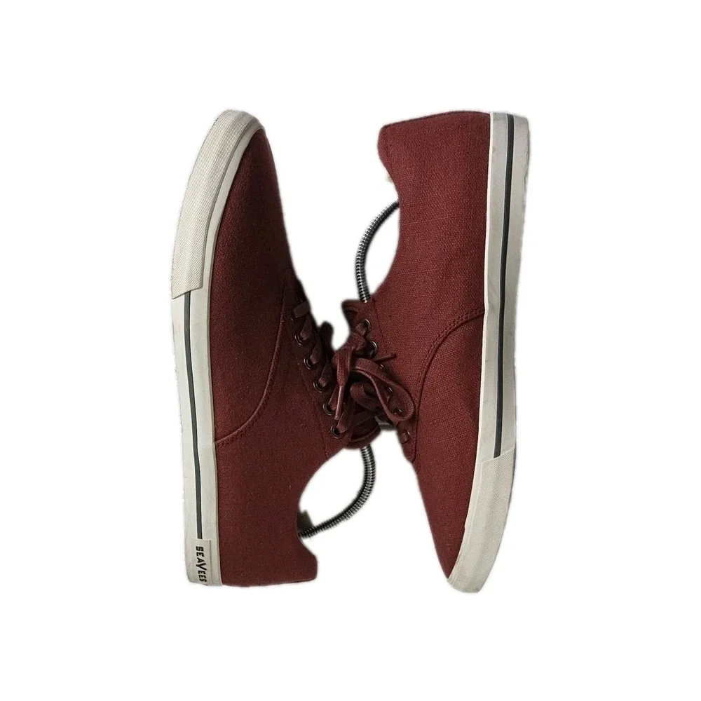 SeaVees Mens Size 10.5 Hermosa Plimsoll Textured MAHOGANY Linen Sneaker